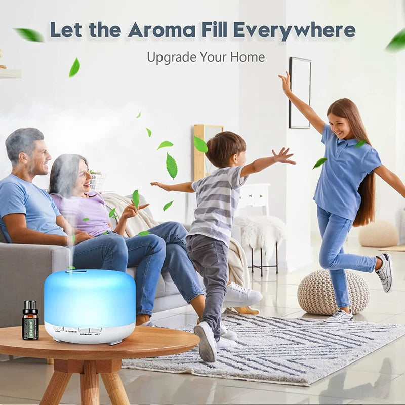 Aroma Diffuser Air Humidifier, Quiet 5-in-1 Premium Humidifier, Home Fragrance Aroma Diffuser with 7 LED Color Changing Light