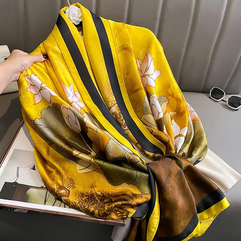 Spring Scarf Women's Luxury Design Polyester Material Smooth Scarf Soft Shawl Beach
