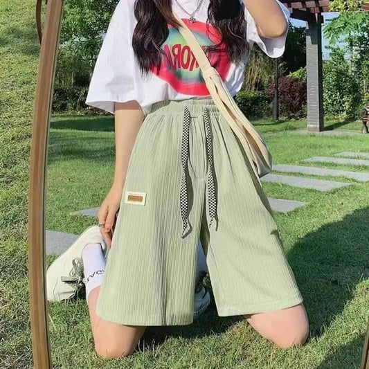 Sports Shorts Women Summer Anti Emptied Ice Silk Shorts Casual Lady Elastic High Waist Beach Short Pants