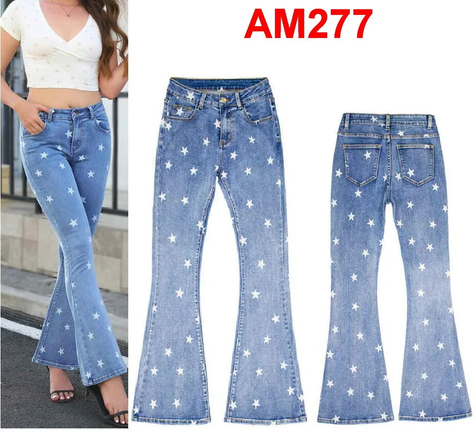 Women's Jeans Embroidered Flower Flared Denim Pants Multiple Styles Flared Jeans For Choose