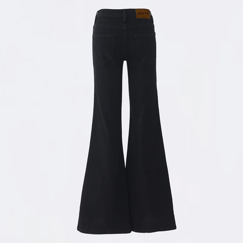 KSTUN 2025 New Low Waist Boot Cut Jeans For Women Fashion Stretch Denim Flared Pants Black Casual Female Bell Bottom Trousers