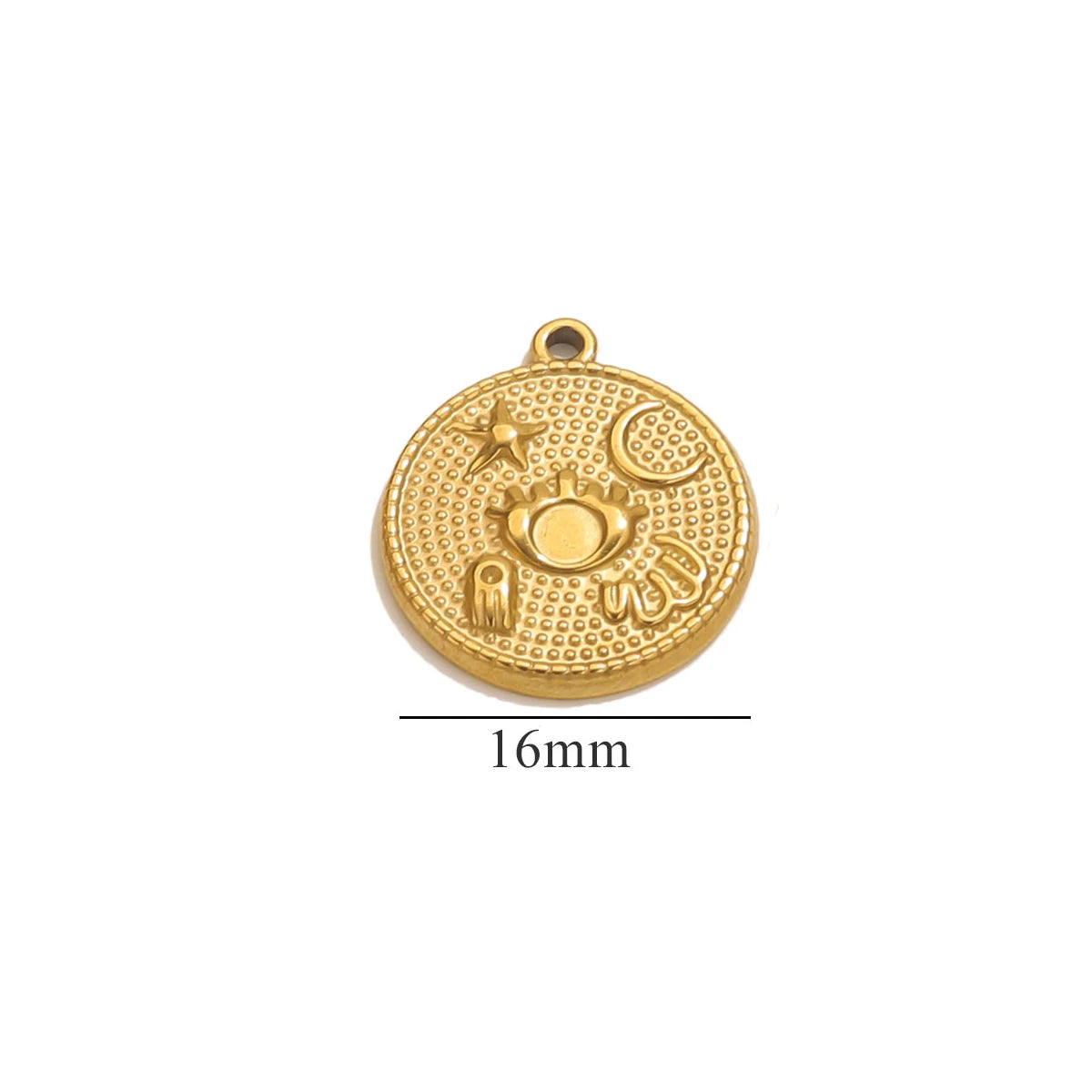 5pcs Gold Texture Sun Moon Pendant Fashion DIY Jewelry Accessories Trendy Women Stainless Steel Necklace Earring Wholesale