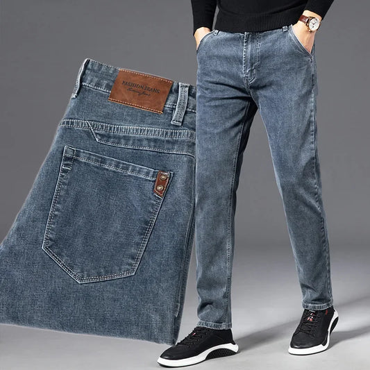 2023 Autumn Summer Denim Jeans Men Straight Stretch Regular Jeans for Man Black Classic Vintage Mens Pant Big Size 29-38 40