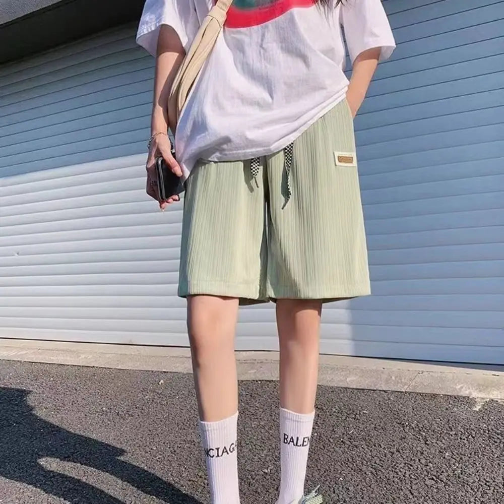 Sports Shorts Women Summer Anti Emptied Ice Silk Shorts Casual Lady Elastic High Waist Beach Short Pants
