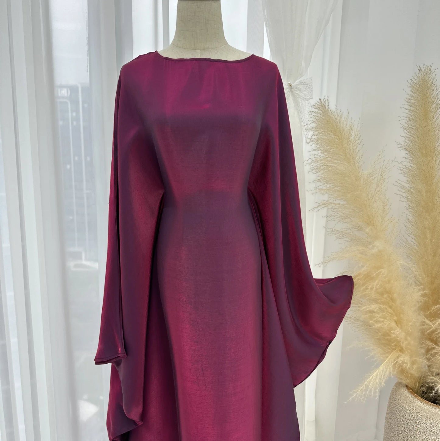 20 Colors Summer Butterfly Batwing Satin Shiny Abaya Dubai Luxury Islam Muslim Maxi Kaftan Dress Kebaya AbayasWomen Vestidos