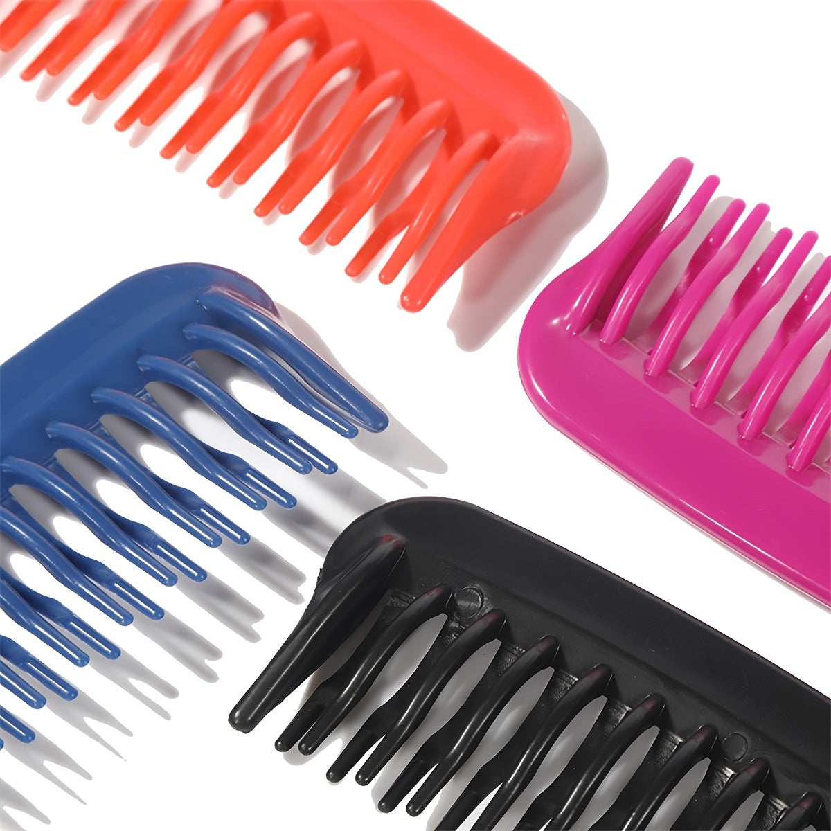 1pc Double Row Wide Tooth Detangler Hair Comb Shampoo Comb With Handle For Long Curly Wet Or Dry Hair
