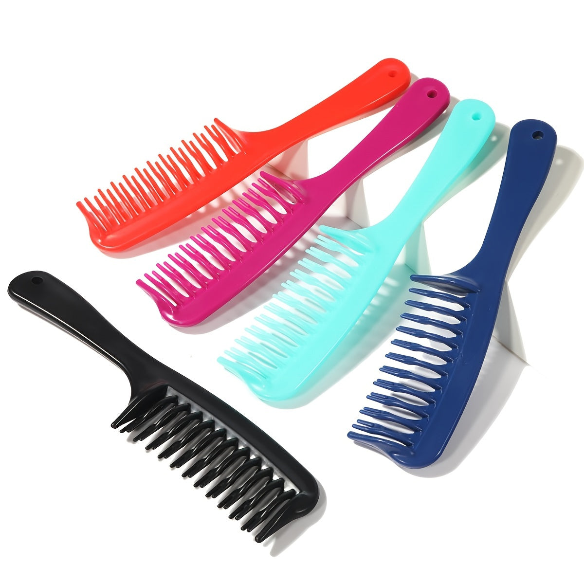 1pc Double Row Wide Tooth Detangler Hair Comb Shampoo Comb With Handle For Long Curly Wet Or Dry Hair