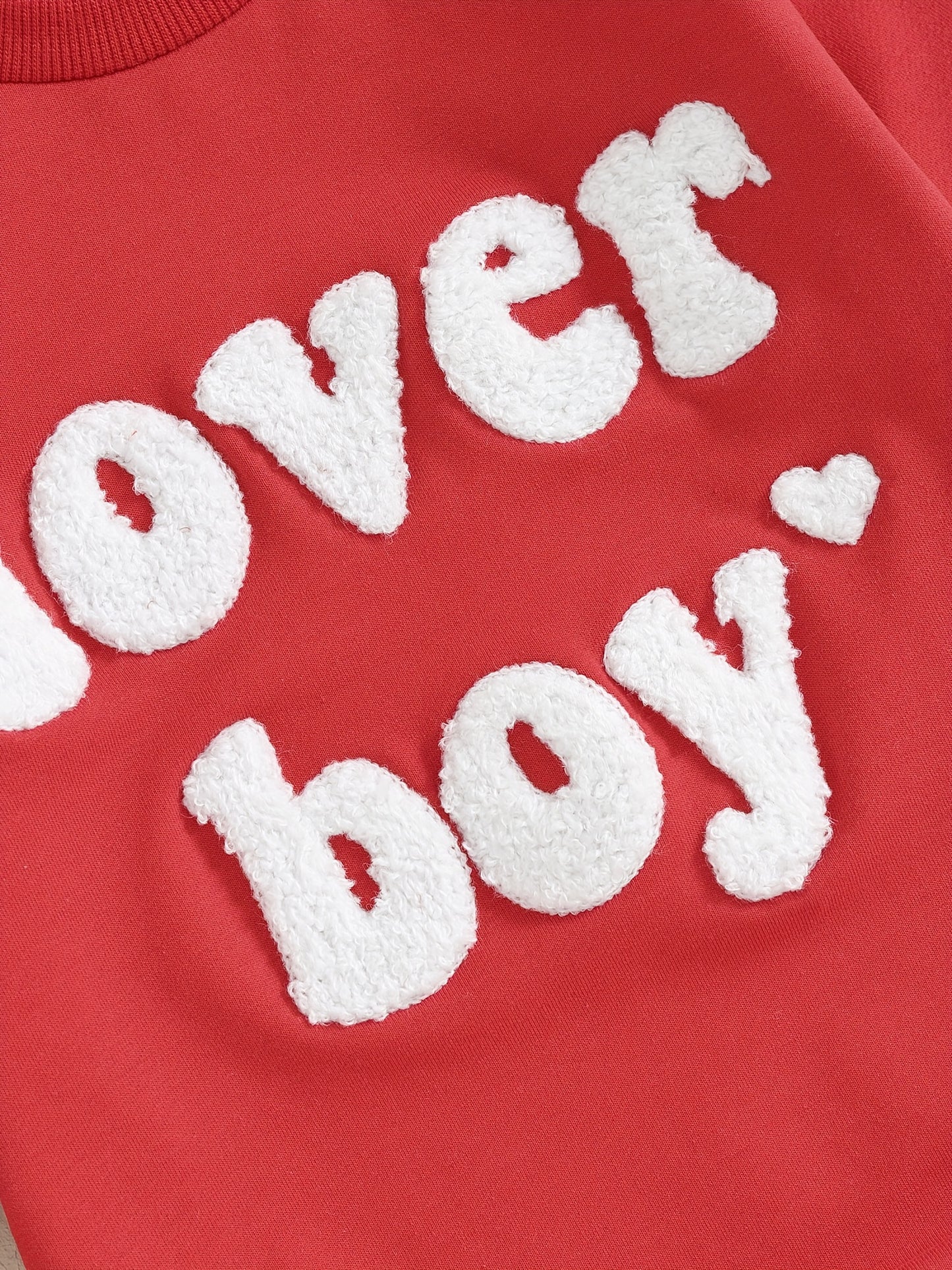 [Home Relaxation] Cozy 'Lover Boy' Cotton Romper for Babies - Red Long-Sleeve Jumpsuit with White Lettering, Machine Washable, Perfect for Fall/Winter, Comfortable Babywear | Casual Baby Jumpsuit | Cotton Blend Fabric, Boy Ba