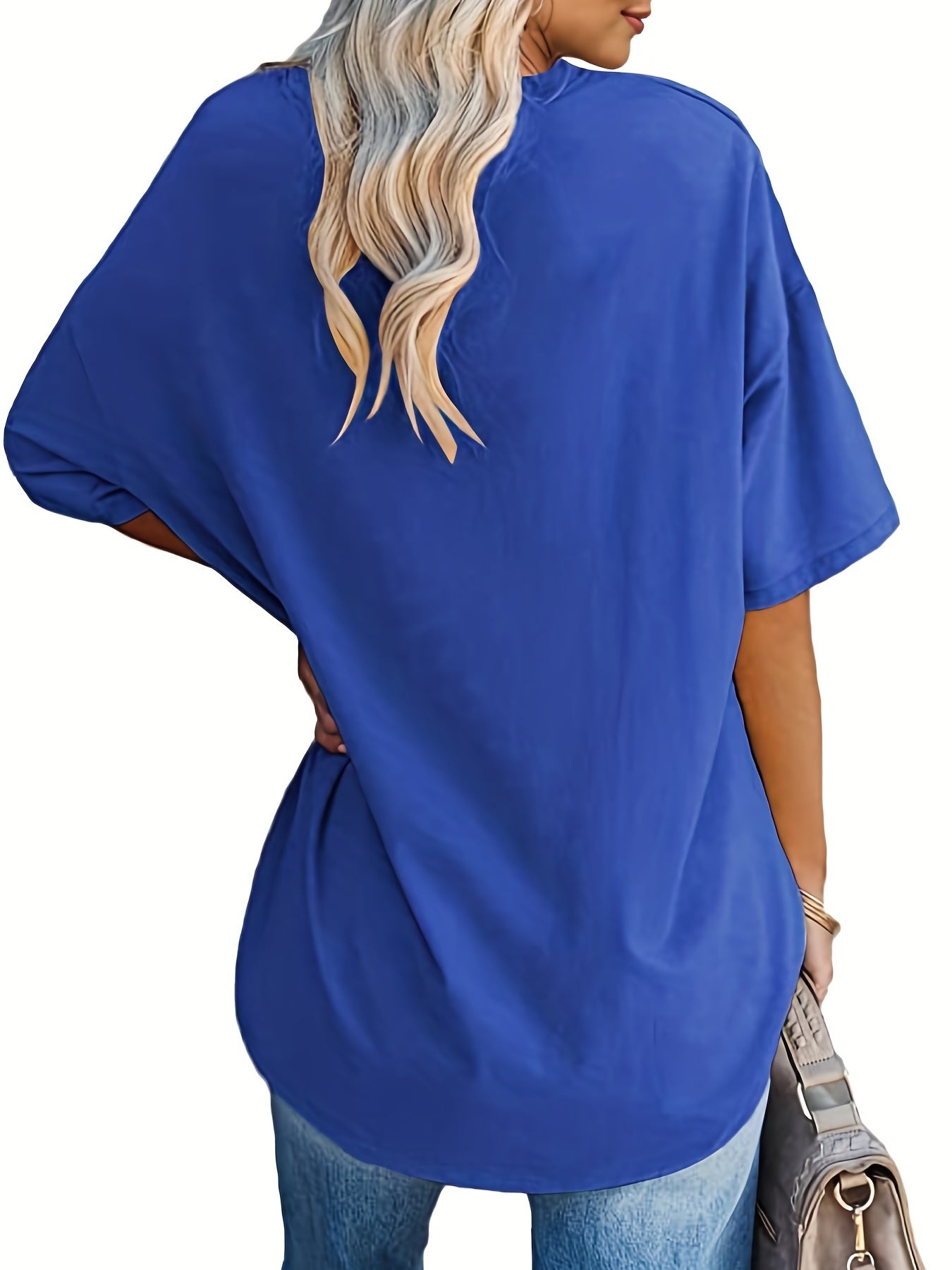 Oversized Letter Print T-Shirt, Crew Neck Short Sleeve T-Shirt, Casual Every Day Tops, Women's Clothing
