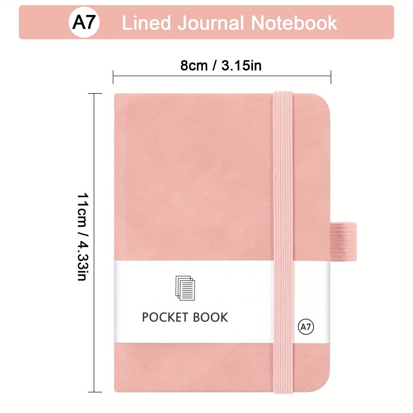 100 Sheets/200 Pages A7 Mini Pocket Ruled Notebook with Pen Holder, Compact Size 3.15×4.33inch for On-The-Go Writing