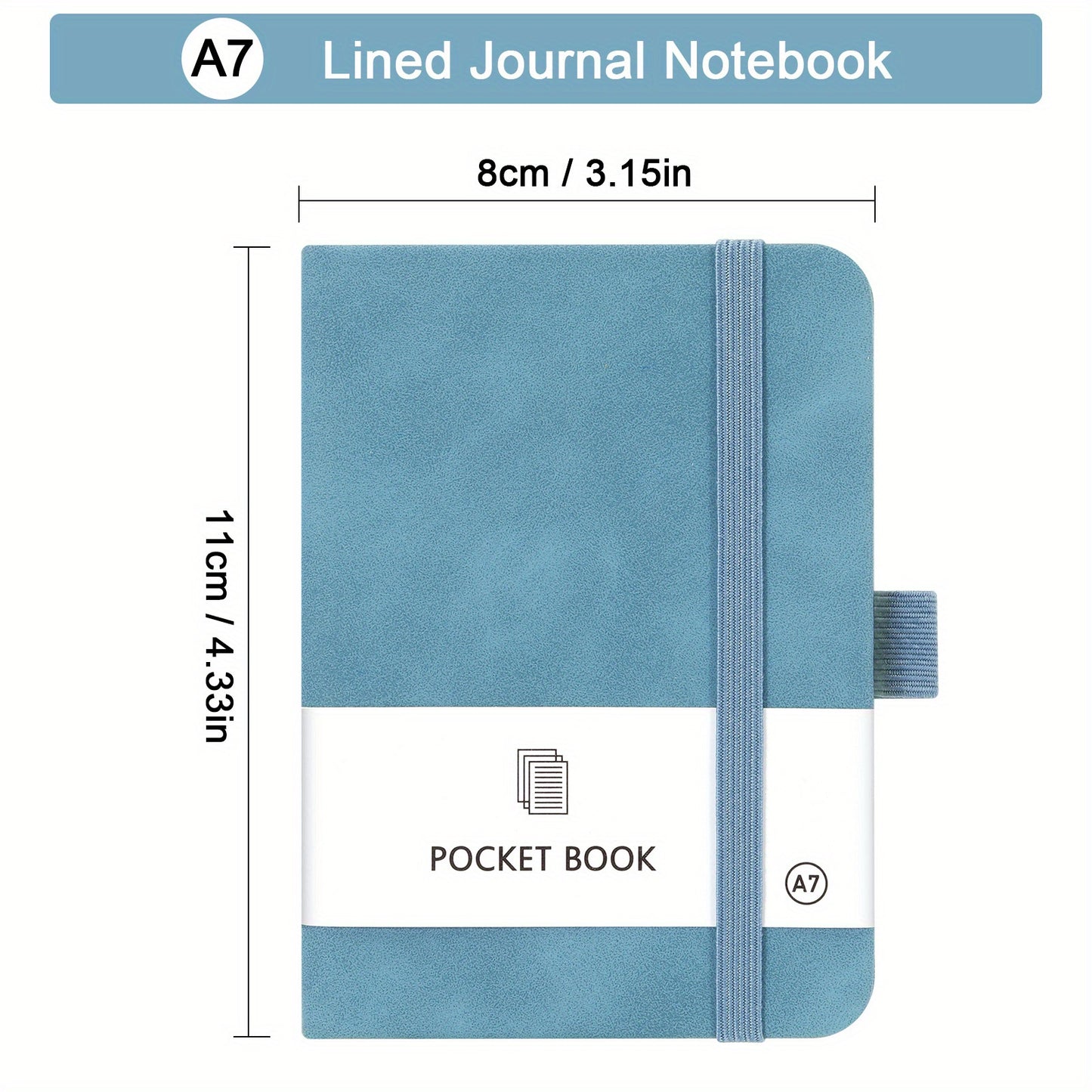 100 Sheets/200 Pages A7 Mini Pocket Ruled Notebook with Pen Holder, Compact Size 3.15×4.33inch for On-The-Go Writing