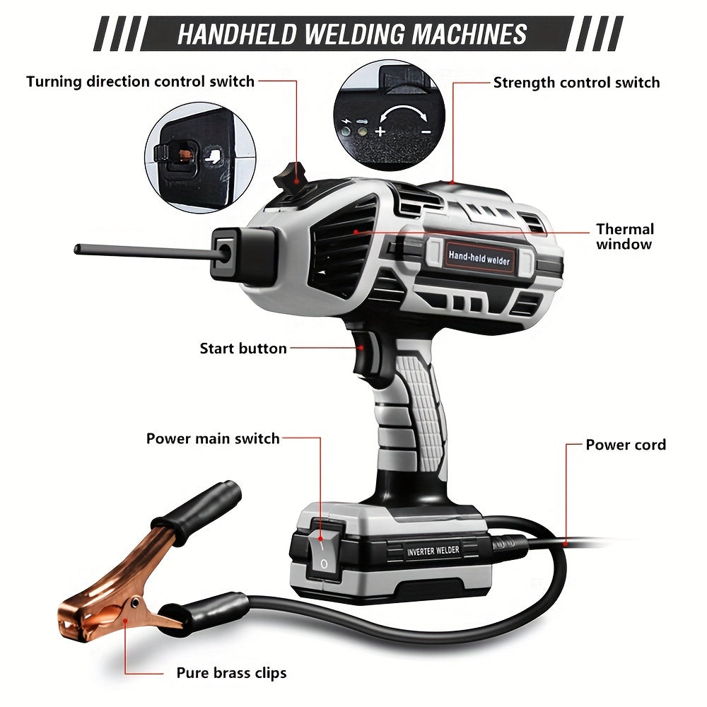 Handheld Arc Welder - 110V Semi-Automatic, Digital Intelligent Current Control, Fits 2.5mm Electrodes, US Plug