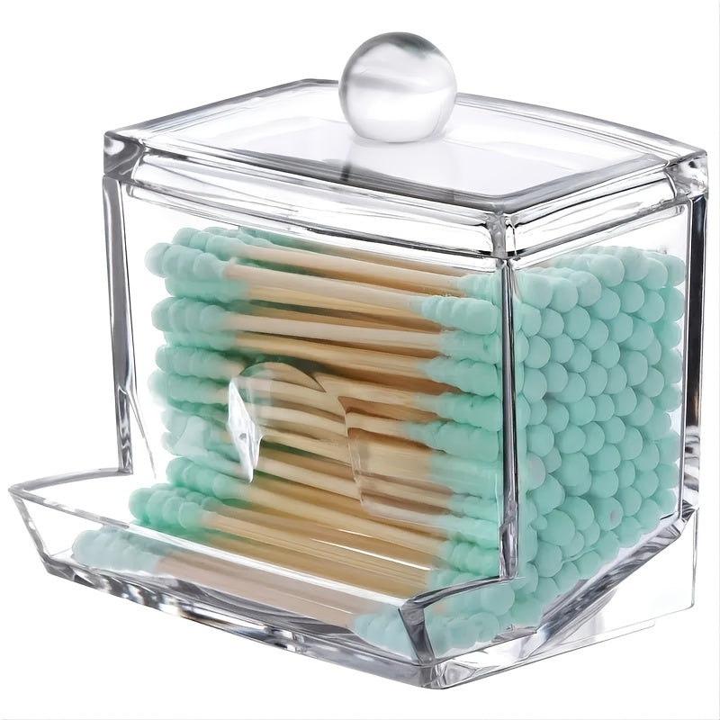 1pc Cotton Swab Holder Cotton Ball Dispenser Organizer Clear Bathroom Storage Containers