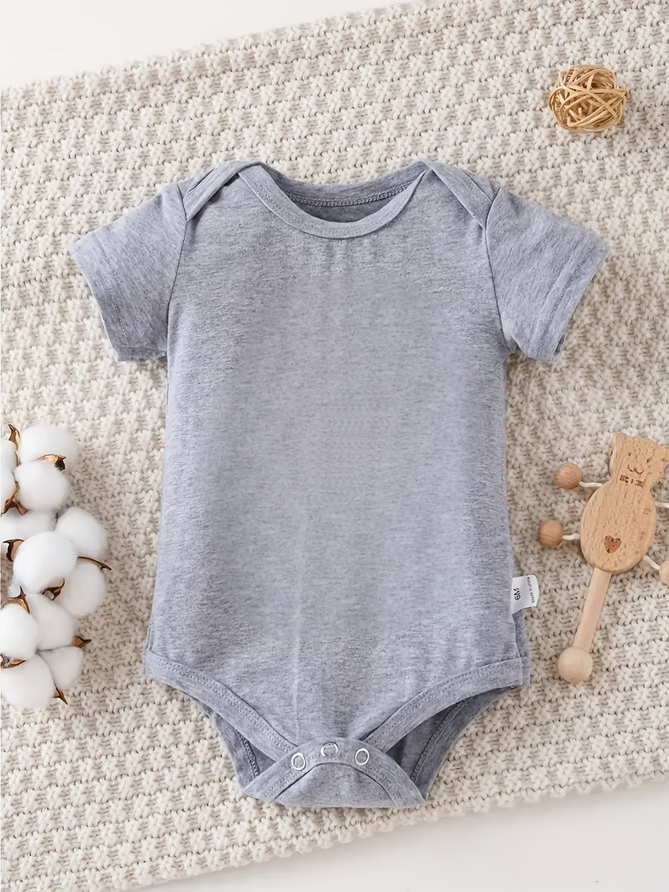100% Cotton Baby Crawling Clothes - Tigger & Pooh Easter Design, Soft Gray, Short Sleeve, Round Neck, All-Season Casual Wear for Little Ones, Allseason Clothing | Playful Print Top | Cotton Fabric, Baby Clothes, for Outdoor