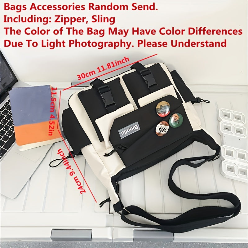 [Large Capacity Messenger Bag] 1pc Nylon Handbag Shoulder Bag Large Capacity Messenger Bag, Men's Messenger Bag Student School Bag