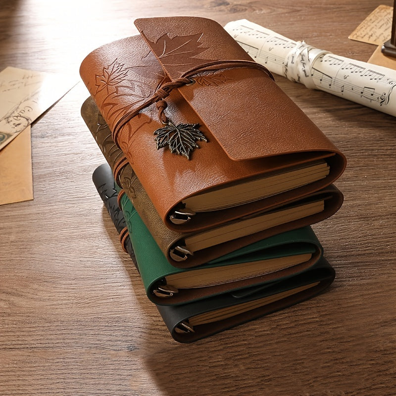 75 Sheets/PC Vintage Style Maple Leaf Logo Notebook with Brown Paper Inside