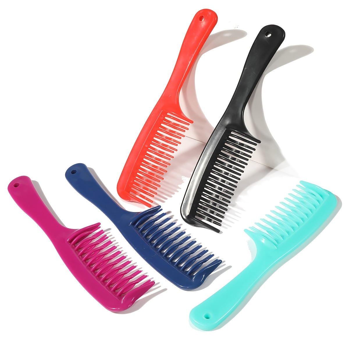 1pc Double Row Wide Tooth Detangler Hair Comb Shampoo Comb With Handle For Long Curly Wet Or Dry Hair
