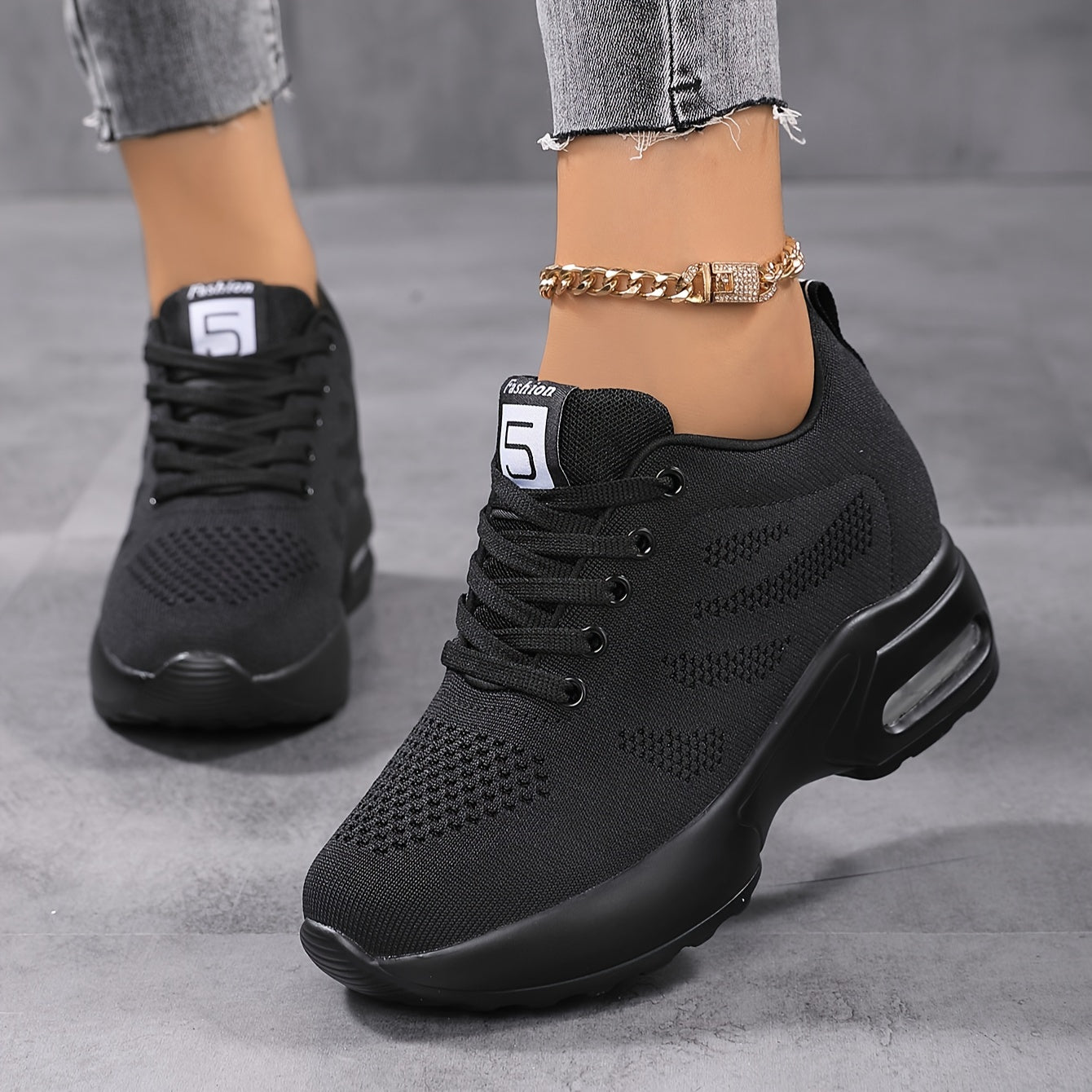 Women's Lightweight Mesh Sneakers, Platform Low Top Lace Up Height Increased Casual Shoes, Women's Sport Footwear