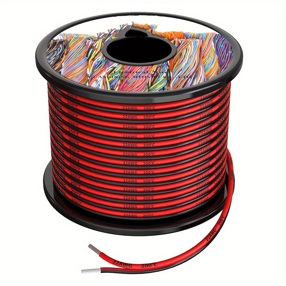 12 Awg Silicone Electrical Wire 2 Conductor Parallel Wire Line 9m [Black 4.5m Red 4.5m] Hook Up Oxygen Tinned Copper