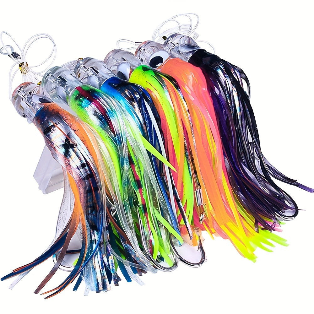 [Fast Sinking Octopus Lure] 1pc Fast Sinking Resin Head Octopus Soft Skirt Lure - Deep Sea Fishing Big Trolling Bait - 22cm/8.66in 100g/3.53oz for Tuna, Wahoo