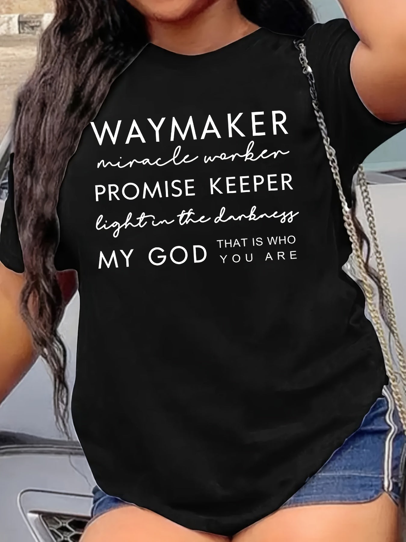 Women's Faith Quote Graphic T-Shirt - Comfortable Loose Fit Short Sleeve Tee for Casual Wear and Inspirational Style