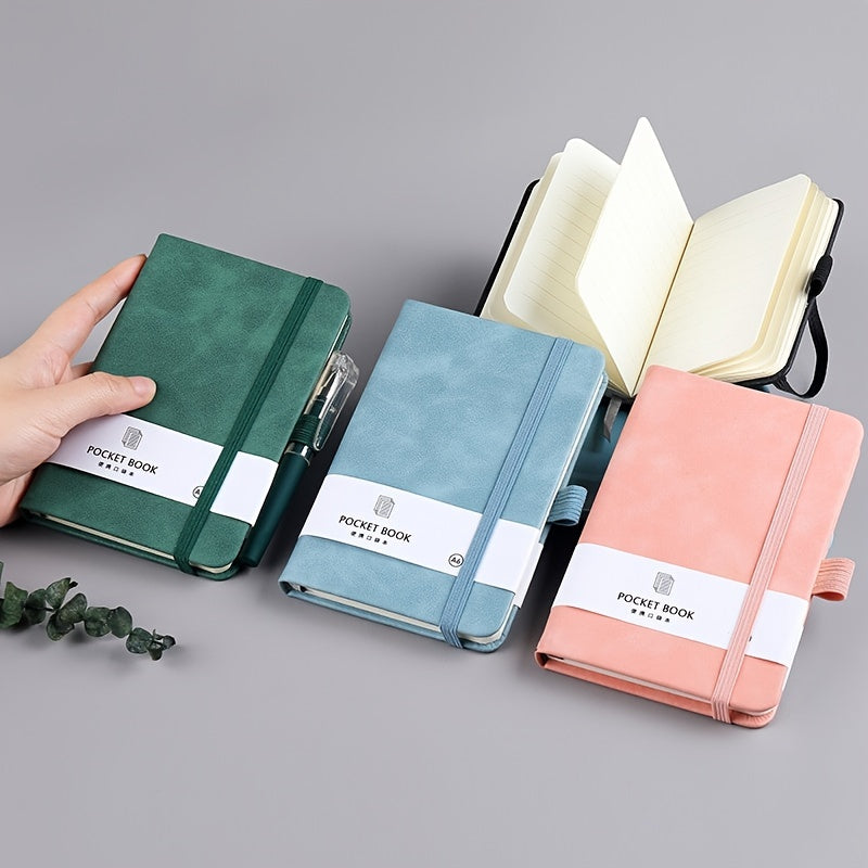 100 Sheets/200 Pages A7 Mini Pocket Ruled Notebook with Pen Holder, Compact Size 3.15×4.33inch for On-The-Go Writing