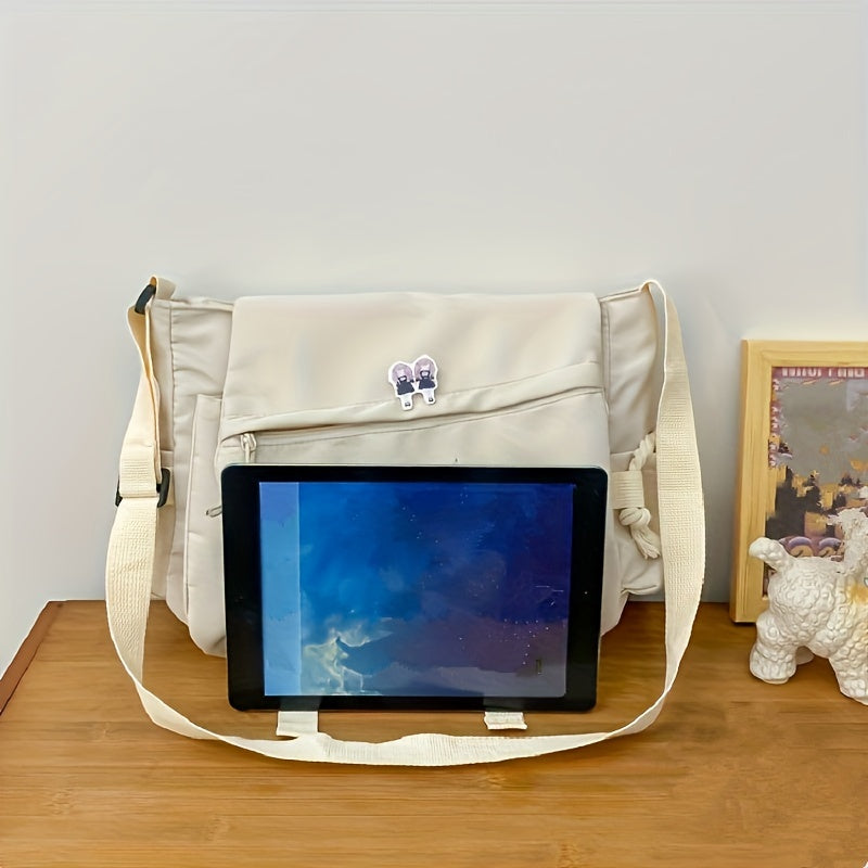 [Large Capacity Messenger Bag] 1pc Nylon Handbag Shoulder Bag Large Capacity Messenger Bag, Men's Messenger Bag Student School Bag