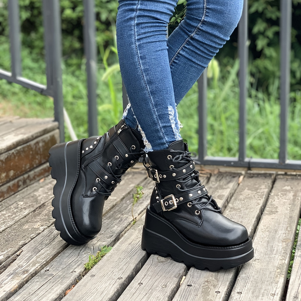 Women'S Solid Color Chelsea Booties, Cap Toe Block Heel High Ankle Boots, Synthetic Upper, Fabric Lining, PU Sole, Casual Lace-Up Footwear