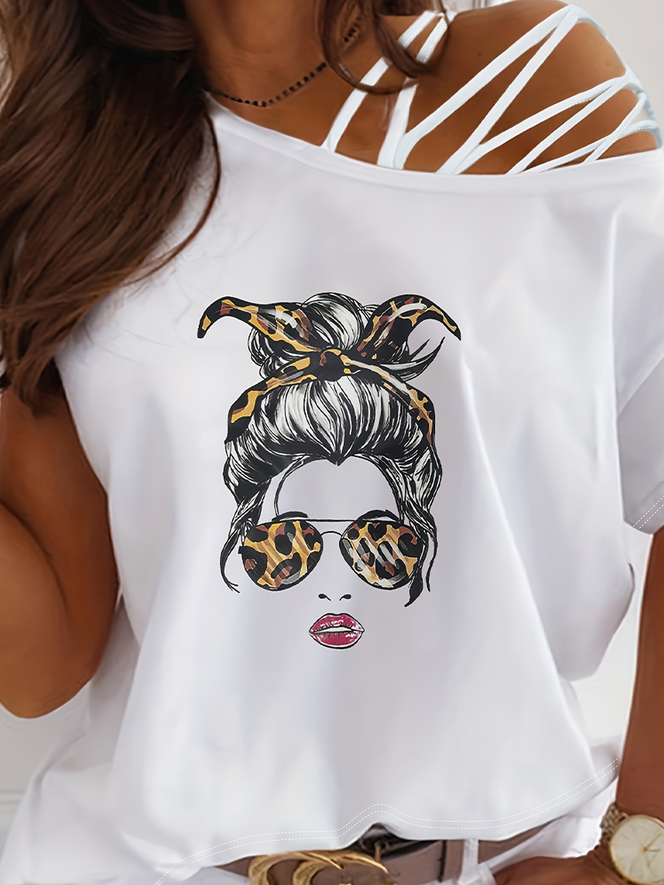 Letter NOPE Print T-shirt, Casual Strappy Short Sleeve T-shirt For Spring & Summer, Women's Clothing