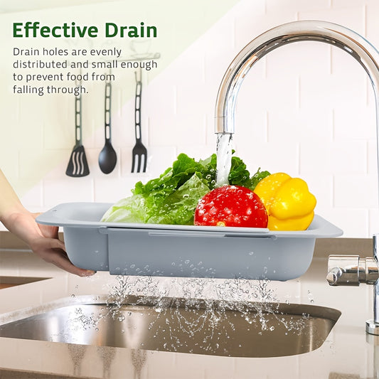 1pc Extendable Collapsible Sink Colander and Strainers Basket for Kitchen - Perfect for Fruit and Vegetable Straining and Draining