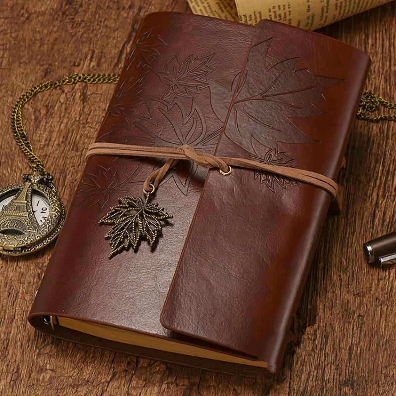 75 Sheets/PC Vintage Style Maple Leaf Logo Notebook with Brown Paper Inside