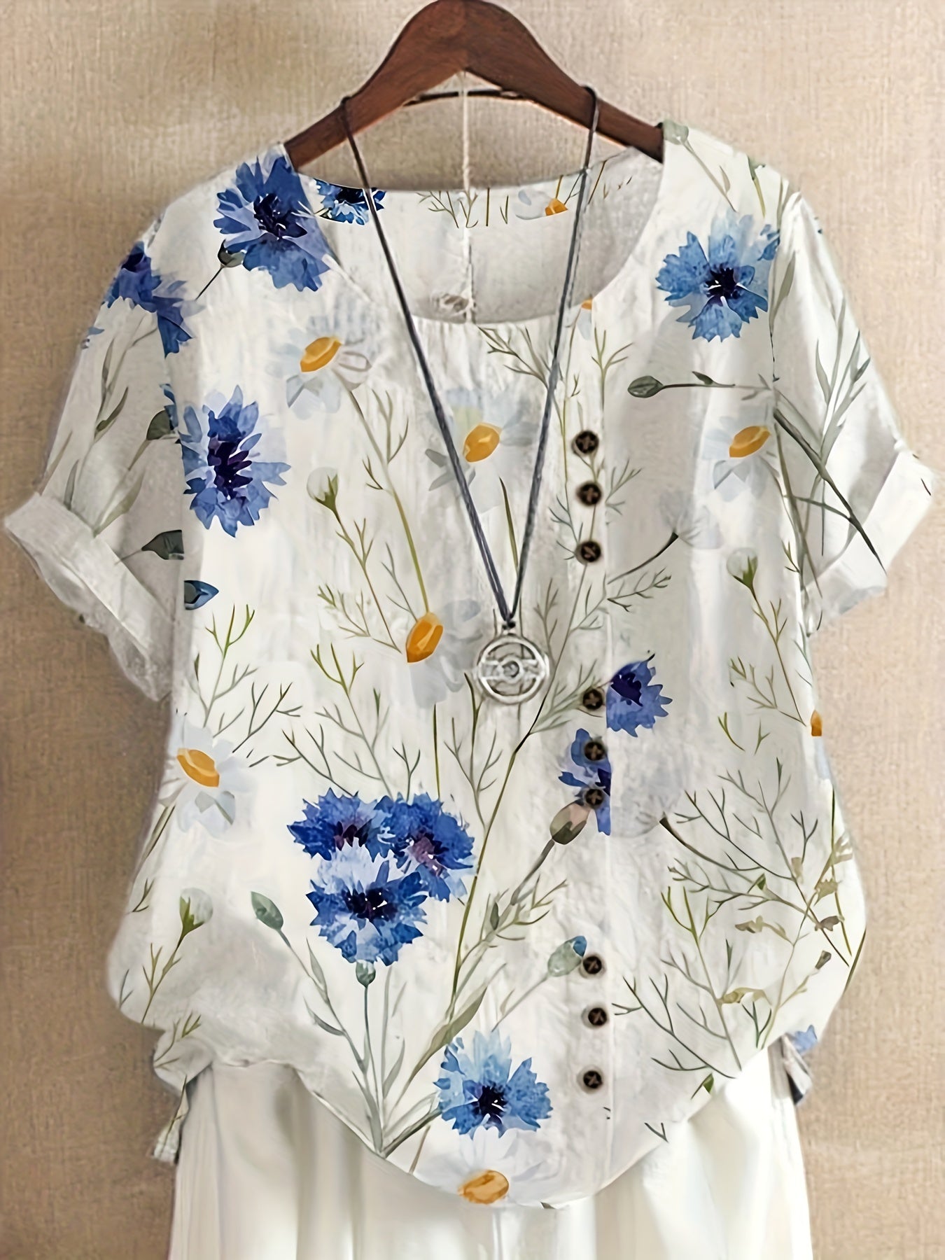 For Spring & Summer, Casual Short Sleeve Floral Print Crew Neck T-Shirt, Women's Clothing