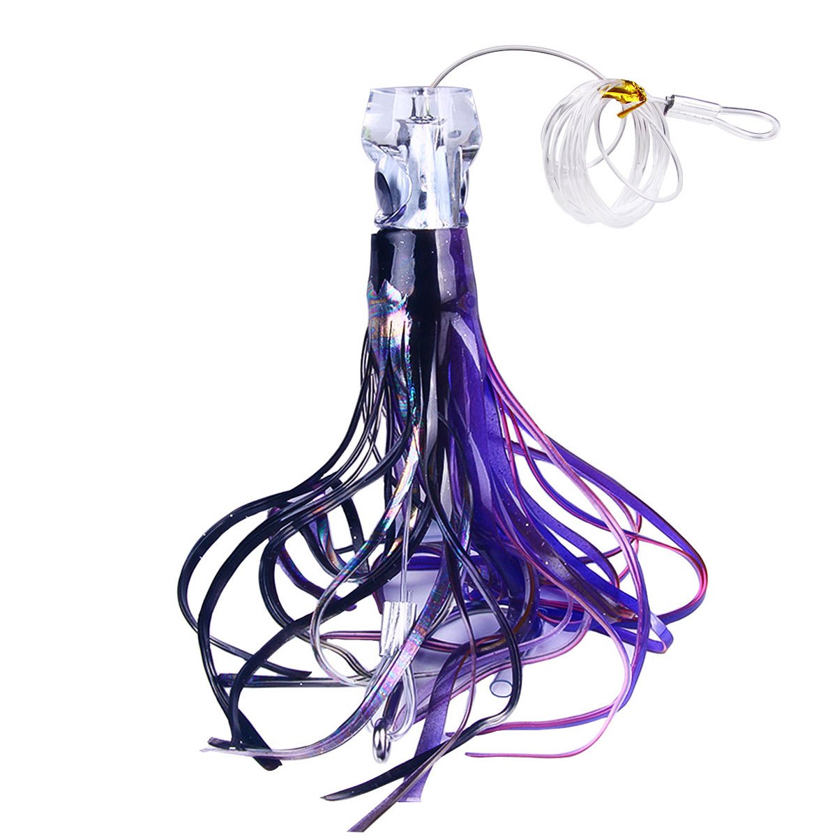 [Fast Sinking Octopus Lure] 1pc Fast Sinking Resin Head Octopus Soft Skirt Lure - Deep Sea Fishing Big Trolling Bait - 22cm/8.66in 100g/3.53oz for Tuna, Wahoo
