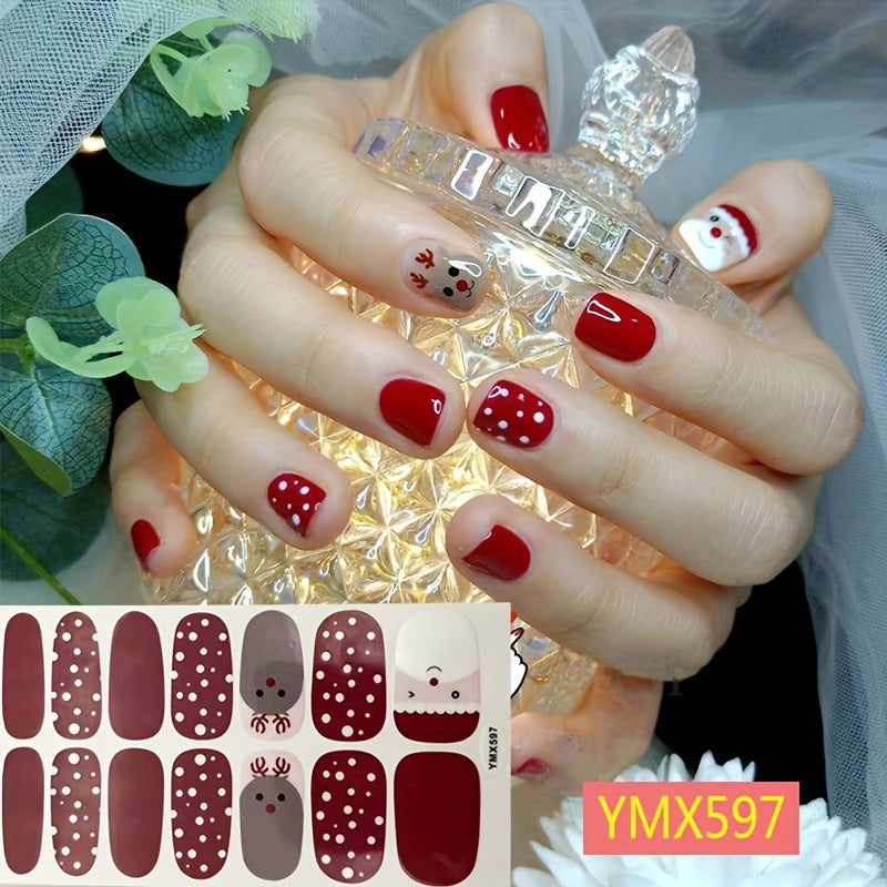 1 Sheet Christmas Nail Stickers, Cartoon Graphic Full Wrap Nail Stickers, Adhesive Nail Decals For Women