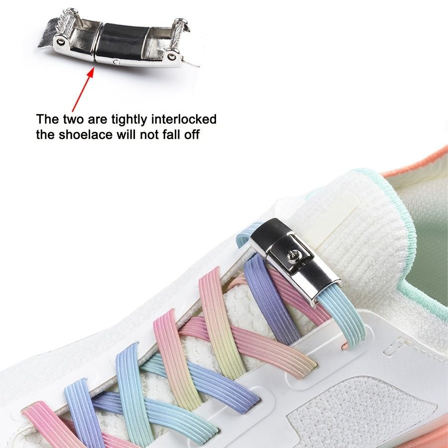 1 Pair 100cm Adjustable No-Tie Elastic Laces with 2 Fixed Buckles for Comfortable Loafers, Sports Shoes, and Casual Shoes for Adults and Seniors