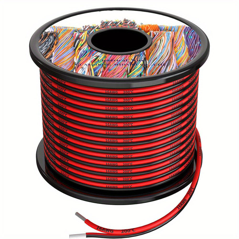 12 Awg Silicone Electrical Wire 2 Conductor Parallel Wire Line 9m [Black 4.5m Red 4.5m] Hook Up Oxygen Tinned Copper