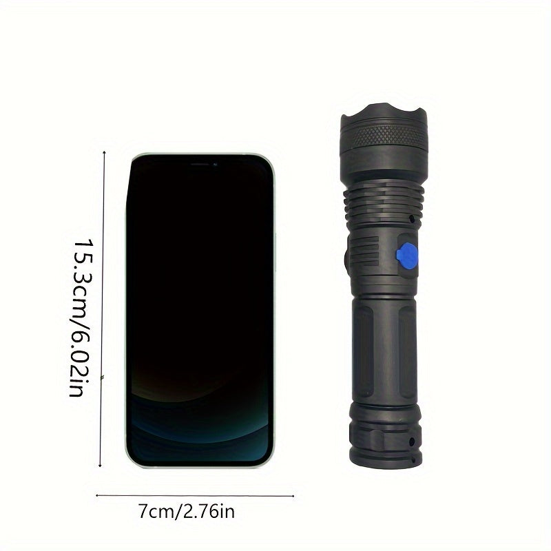 Rechargeable Handheld Flashlight - Powerful LED Light for Camping, Backpacking, and Hiking - Durable Plastic Material