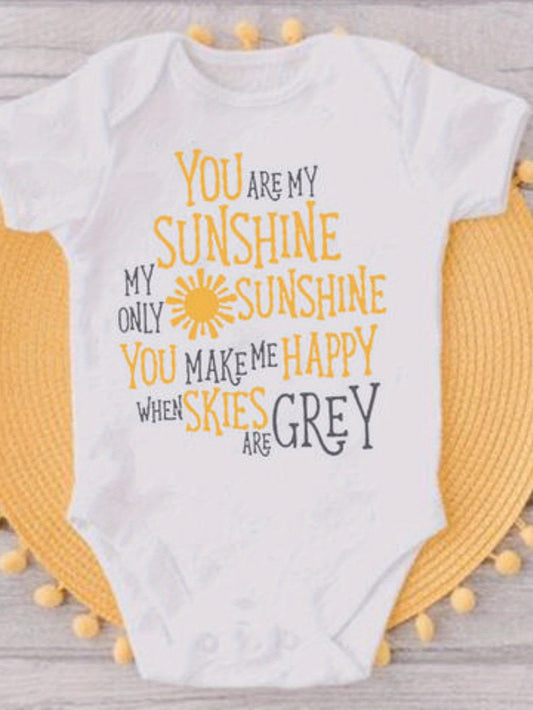 You Are My Sunshine When Skies Are Grey Summer Newborn Infant Baby Clothes Cute Toddler Jumpsuits Funny Unisex Bodysuits Outfits, for Outdoor