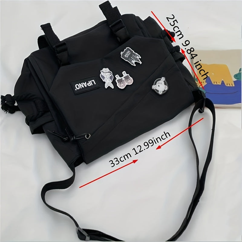 [Large Capacity Messenger Bag] 1pc Nylon Handbag Shoulder Bag Large Capacity Messenger Bag, Men's Messenger Bag Student School Bag