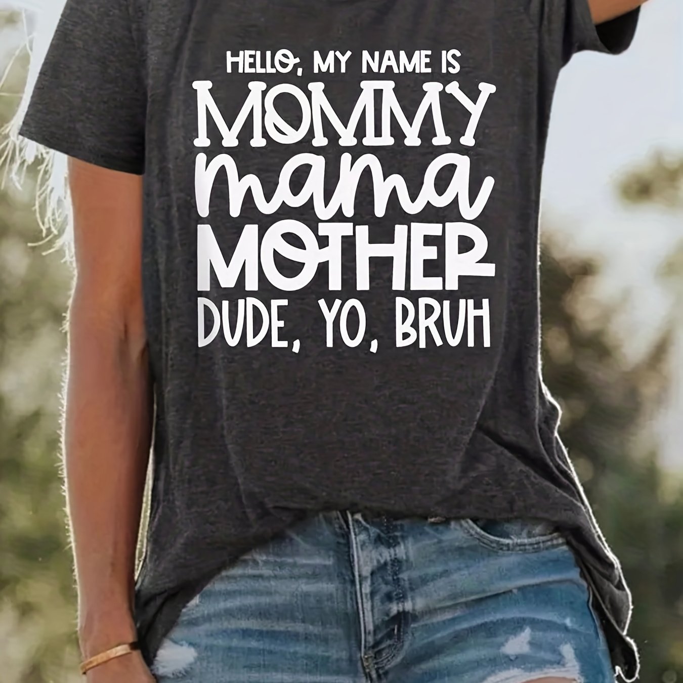 Letter Print Crew Neck T-Shirt, Casual Short Sleeve T-Shirt For Spring & Summer, Women's Clothing