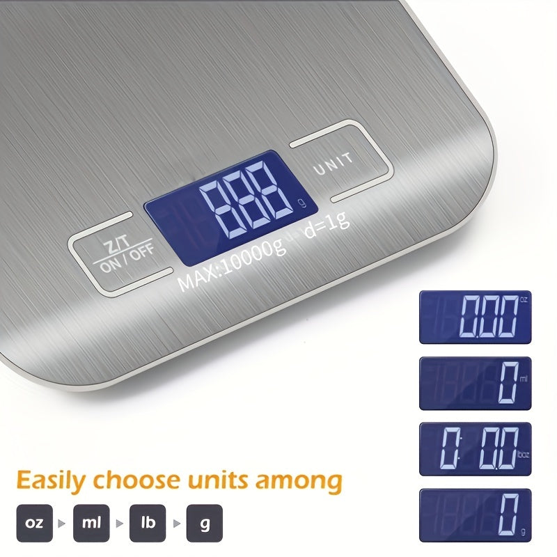 1pc Weluvfit 22.05LB/0.04oz Multifunction Electric Digital Kitchen Food Scale LCD Display, High Precise Waterproff Measuring Scale With Stainless Steel Surface For Weight Loss, Baking, Cooking, Keto And Meal Prep